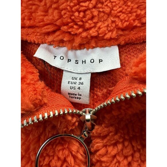 Topshop Woman’s Fuzzy 1/4 Zip Pullover Size 4, Warm Cozy Fall - Picture 4 of 5